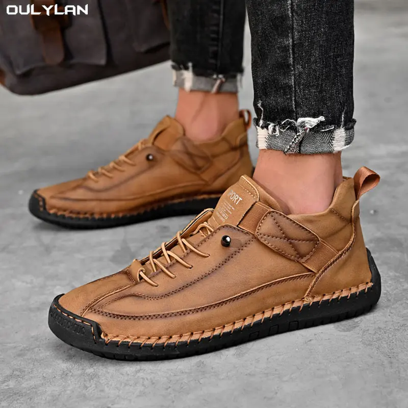 2025 Hot-sale Leather Workwear Stitched Men's Walking Footwear Men's Martin Boots Low Top Large Size Outdoor Casual Shoes