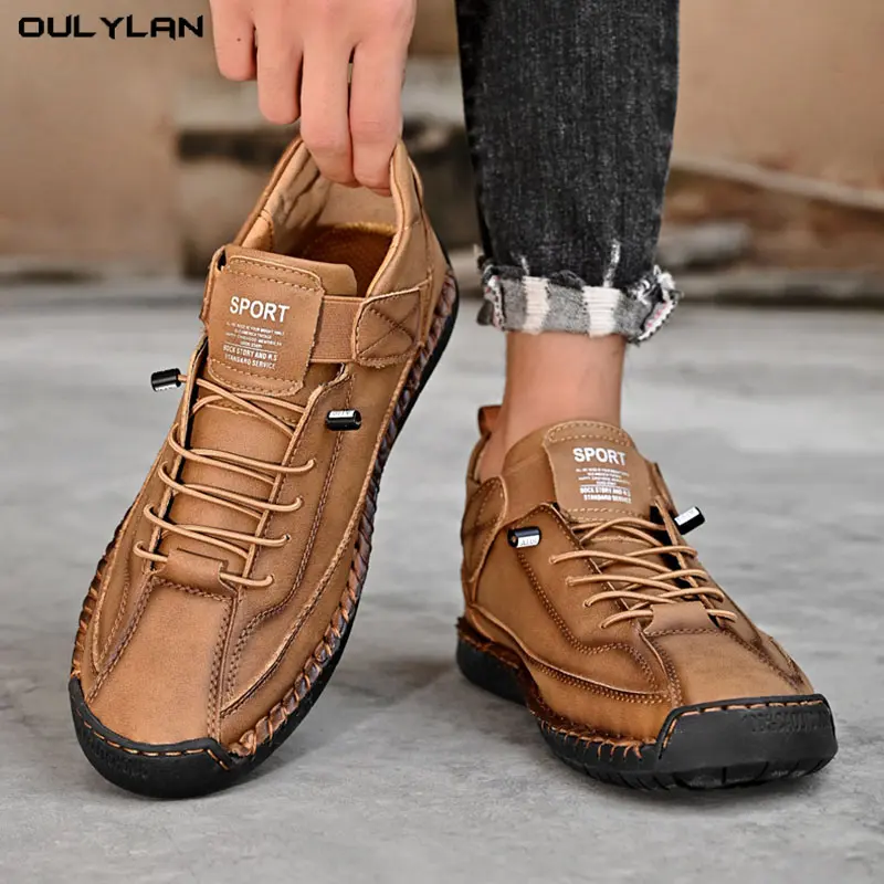 2025 Hot-sale Leather Workwear Stitched Men's Walking Footwear Men's Martin Boots Low Top Large Size Outdoor Casual Shoes