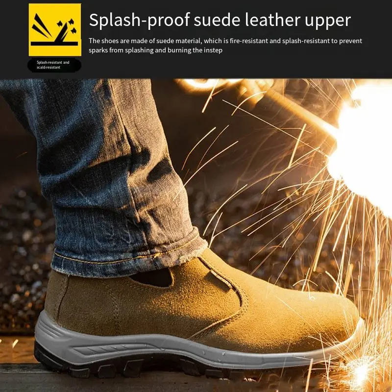 Breathable Work Shoes Men Lightweight Comfortable Puncture-Proof Spark Proof Wear-resistant Anti-slip Protect Safety Shoes