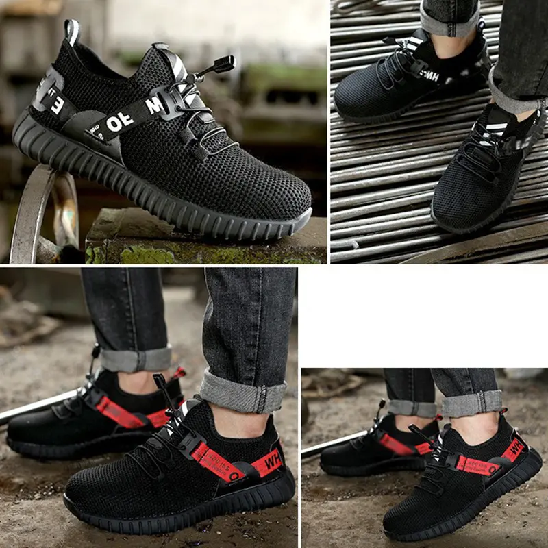 Anti-Slip Work Shoes Men Anti-Smashing Anti-Piercing Steel Head Comfortable Breathable Wear-Resistant Labor Shoes