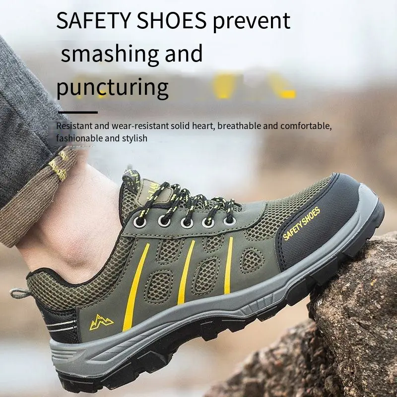 Anti Slip Wear-resistant Safety Shoes Men Smash-proof Stab-proof Light Breathable Steel Toe High Quality Work Shoes