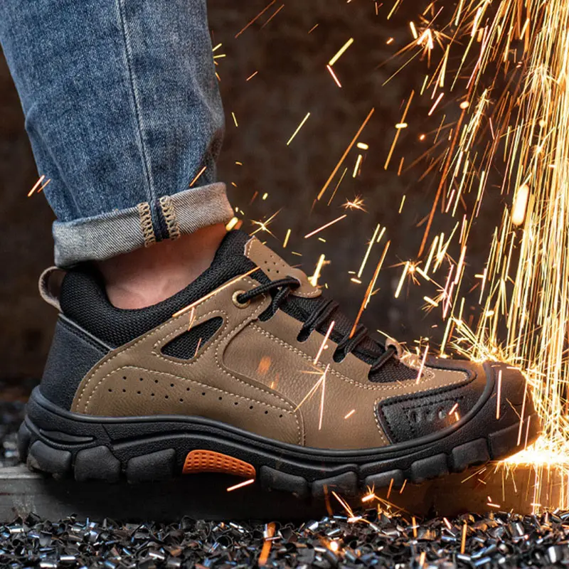 Puncture Resistant Men Protective Shoes Rubber Outsole Sportshoe Outdoor Labor Climbing Workshoes Anti Splash Scald Safety Shoe