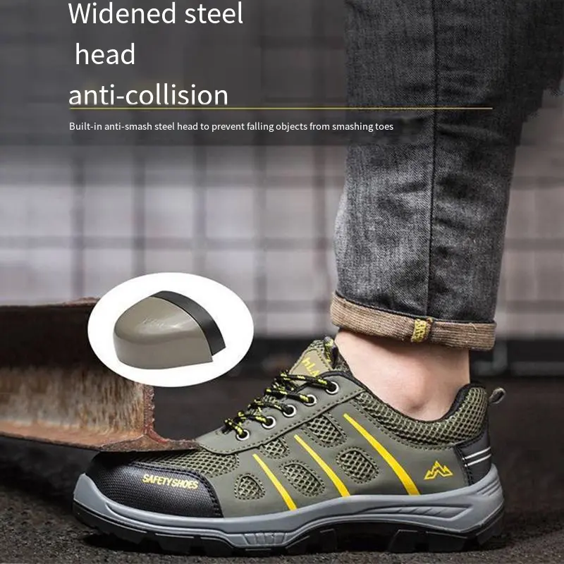 Anti Slip Wear-resistant Safety Shoes Men Smash-proof Stab-proof Light Breathable Steel Toe High Quality Work Shoes