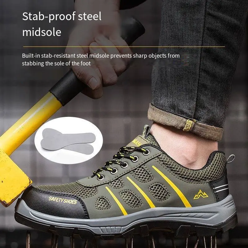 Anti Slip Wear-resistant Safety Shoes Men Smash-proof Stab-proof Light Breathable Steel Toe High Quality Work Shoes