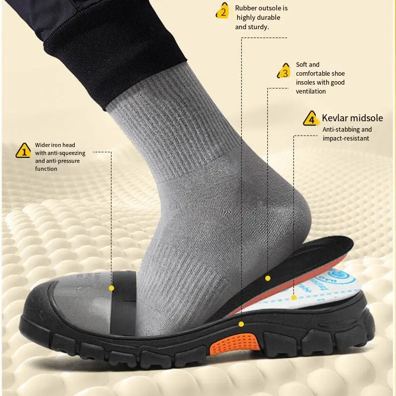 Puncture Resistant Men Protective Shoes Rubber Outsole Sportshoe Outdoor Labor Climbing Workshoes Anti Splash Scald Safety Shoe