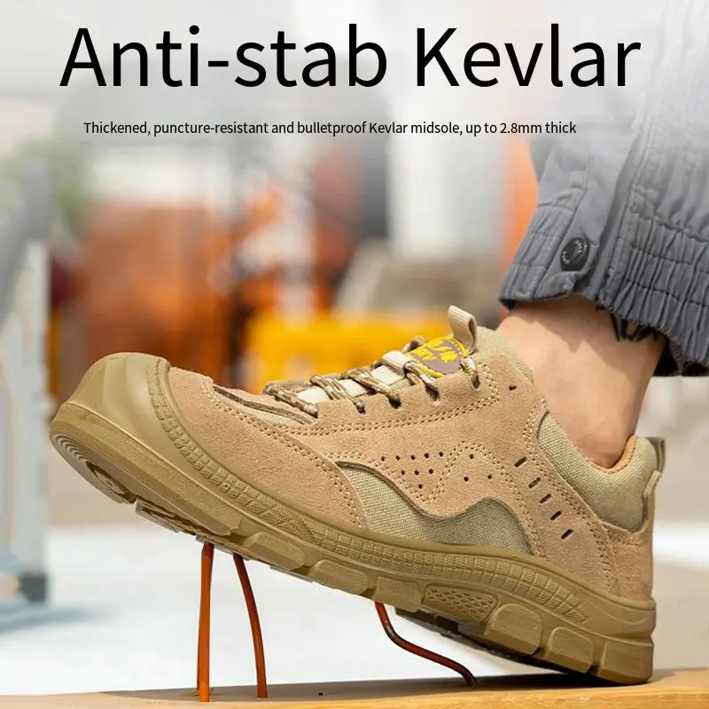Classic Work Shoes Men Lightweight Anti-smashing Anti-piercing Wear-resistant Breathable Anti Slip Protective Safety Shoes