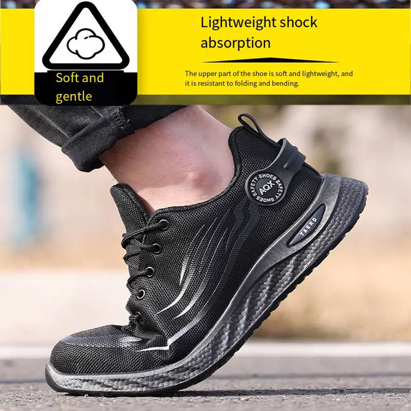 Protect Work Shoes Men Anti-smashing Puncture Steel-headed Anti Slip Abrasion Resistant Breathable Lightweight Safety Shoes