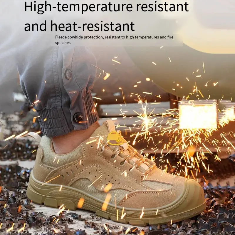 Classic Work Shoes Men Lightweight Anti-smashing Anti-piercing Wear-resistant Breathable Anti Slip Protective Safety Shoes