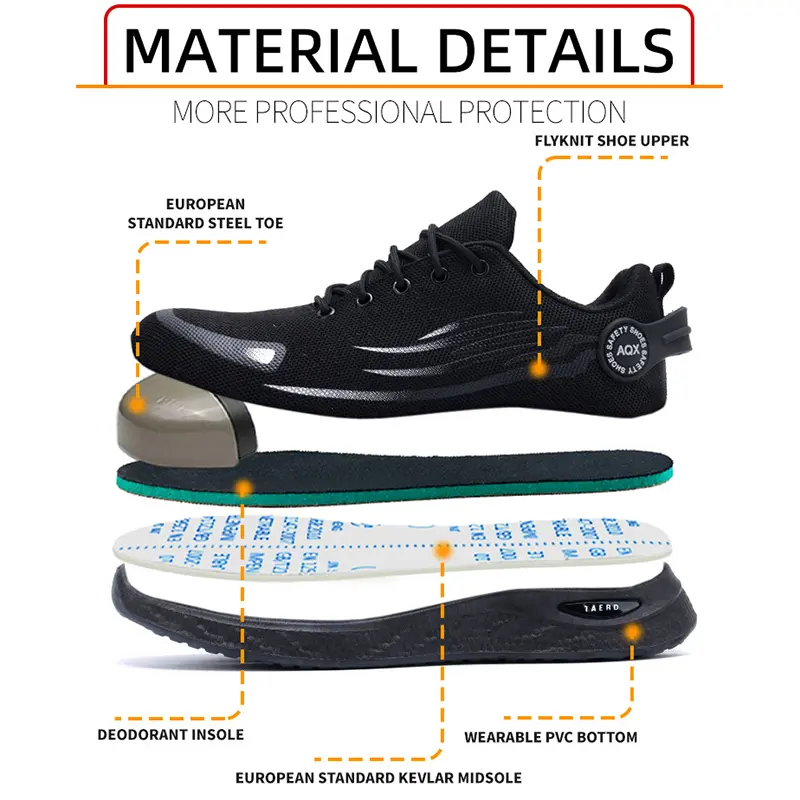 Protect Work Shoes Men Anti-smashing Puncture Steel-headed Anti Slip Abrasion Resistant Breathable Lightweight Safety Shoes