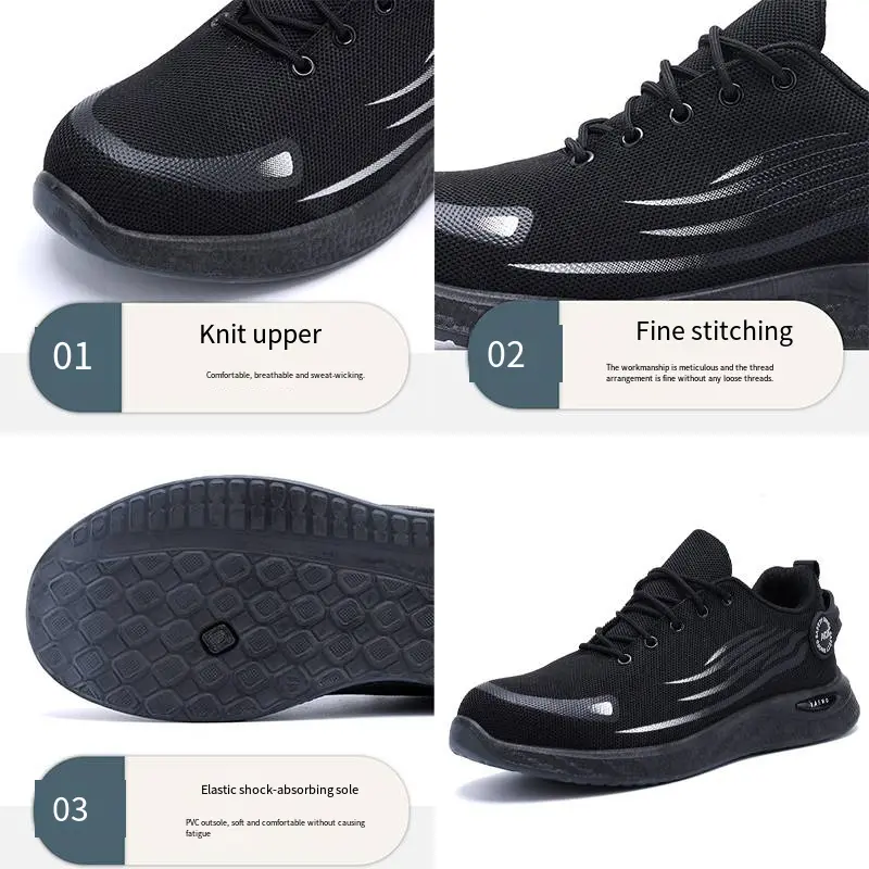 Protect Work Shoes Men Anti-smashing Puncture Steel-headed Anti Slip Abrasion Resistant Breathable Lightweight Safety Shoes