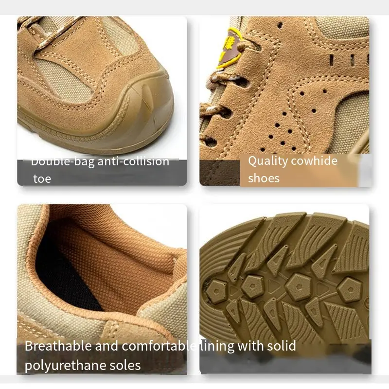 Classic Work Shoes Men Lightweight Anti-smashing Anti-piercing Wear-resistant Breathable Anti Slip Protective Safety Shoes