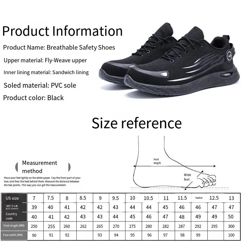 Protect Work Shoes Men Anti-smashing Puncture Steel-headed Anti Slip Abrasion Resistant Breathable Lightweight Safety Shoes