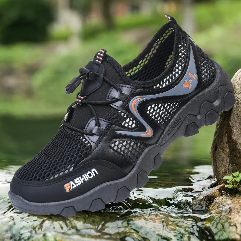 Oulylan Fishing Wading Shoes for Men Summer Outdoor Anti Slip Mesh Trekking Hiking Sneakers Men's Lightweight Rubber Shoes