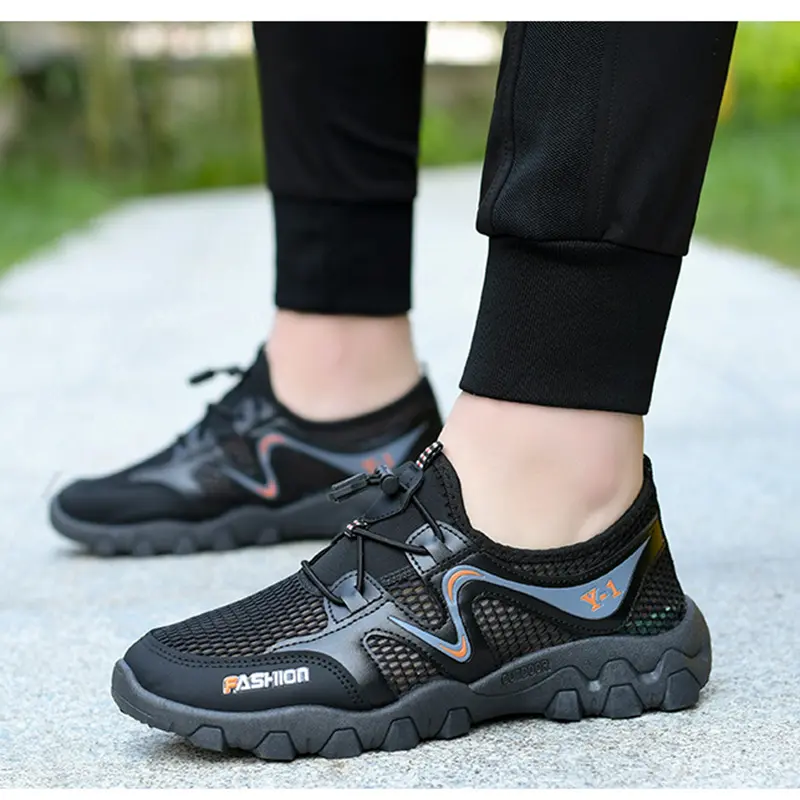 Oulylan Fishing Wading Shoes for Men Summer Outdoor Anti Slip Mesh Trekking Hiking Sneakers Men's Lightweight Rubber Shoes