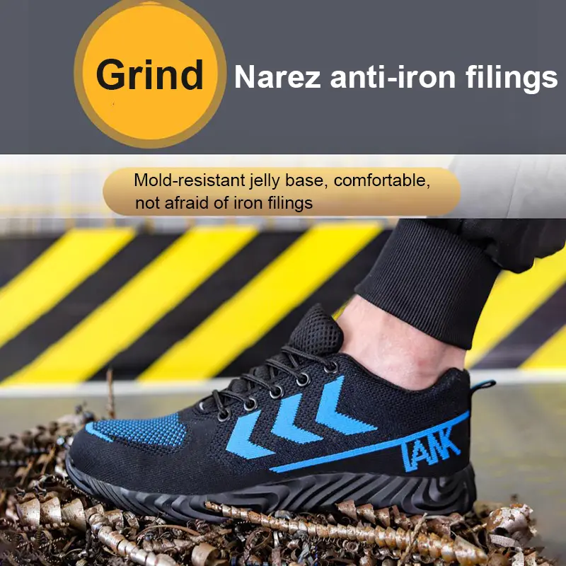 Fashion Work Shose Men Anti-smashing Puncture Anti Slip Abrasion Resistant Folding-resistant Soft Sole High Quality Safty Shoes