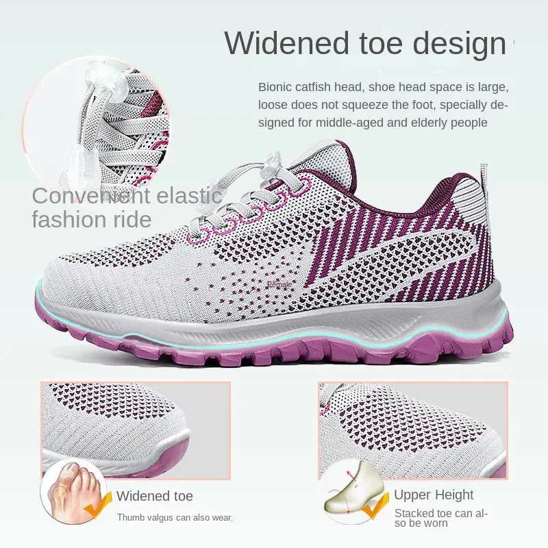 Oulylan Men Comfortable Soft Soled Sneakers New Mesh Breathable Flat Sports Shoes 2025 Practical Casual Female Walking Footwear