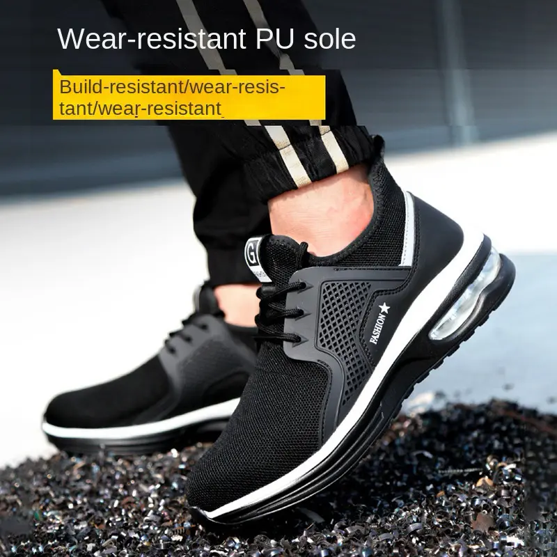 Lightweight Work Shose Men Anti Slip Abrasion Resistant Air Cushion Sole Steel Toe Anti-smashing Puncture Protect Safty Shoes