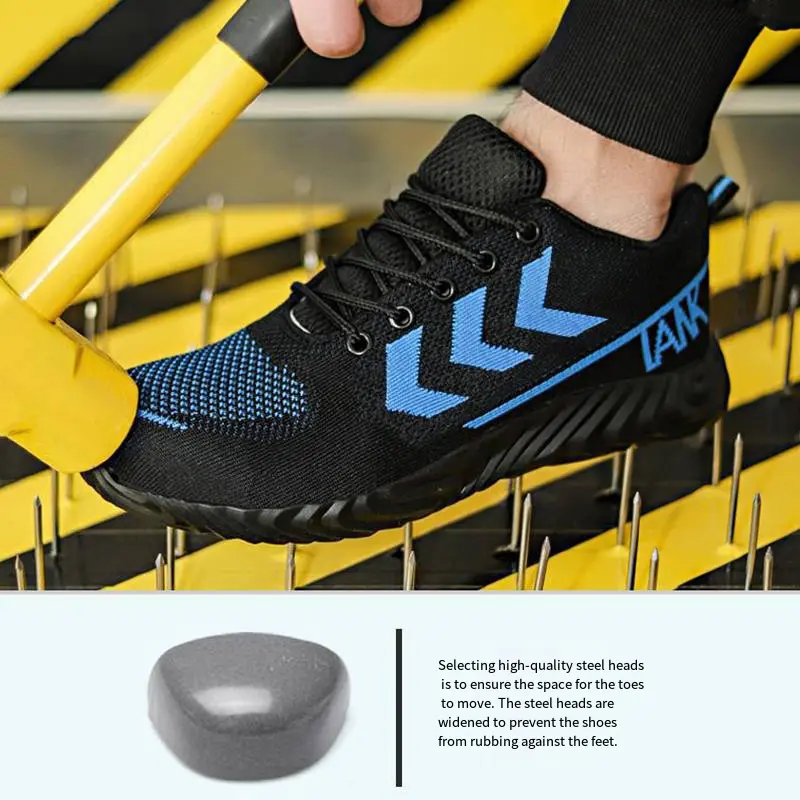 Fashion Work Shose Men Anti-smashing Puncture Anti Slip Abrasion Resistant Folding-resistant Soft Sole High Quality Safty Shoes