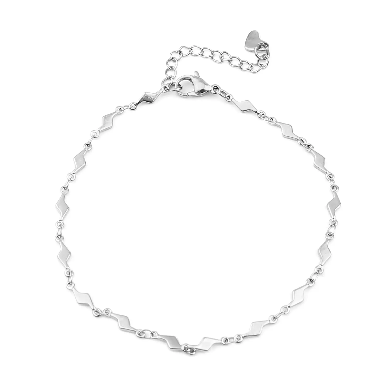 304 Stainless Steel Chain Anklet Lightning Heart Anklet Bracelet Leg Chain Barefoot Sandals For Fashion Women Jewelry, 1 Piece
