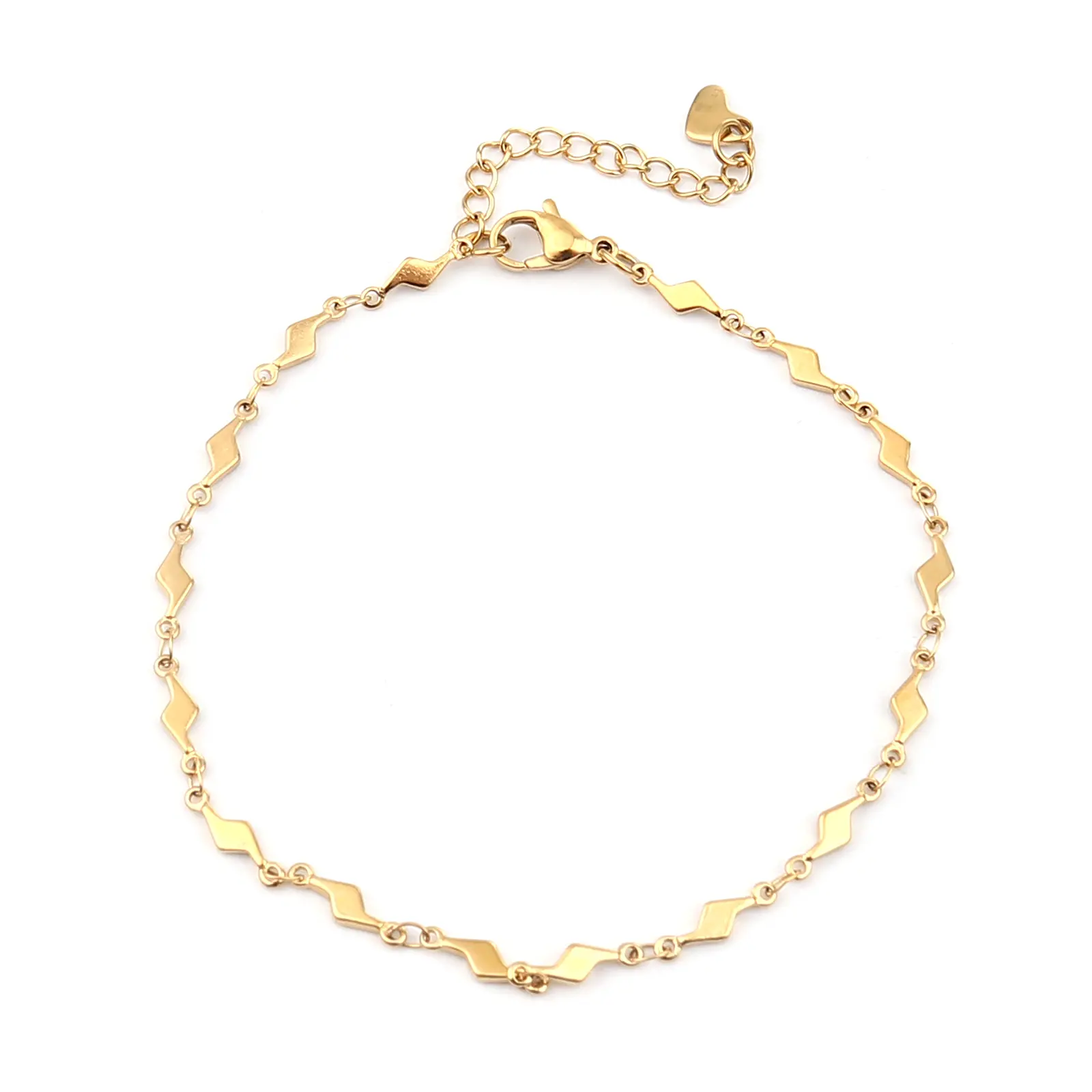 304 Stainless Steel Chain Anklet Lightning Heart Anklet Bracelet Leg Chain Barefoot Sandals For Fashion Women Jewelry, 1 Piece
