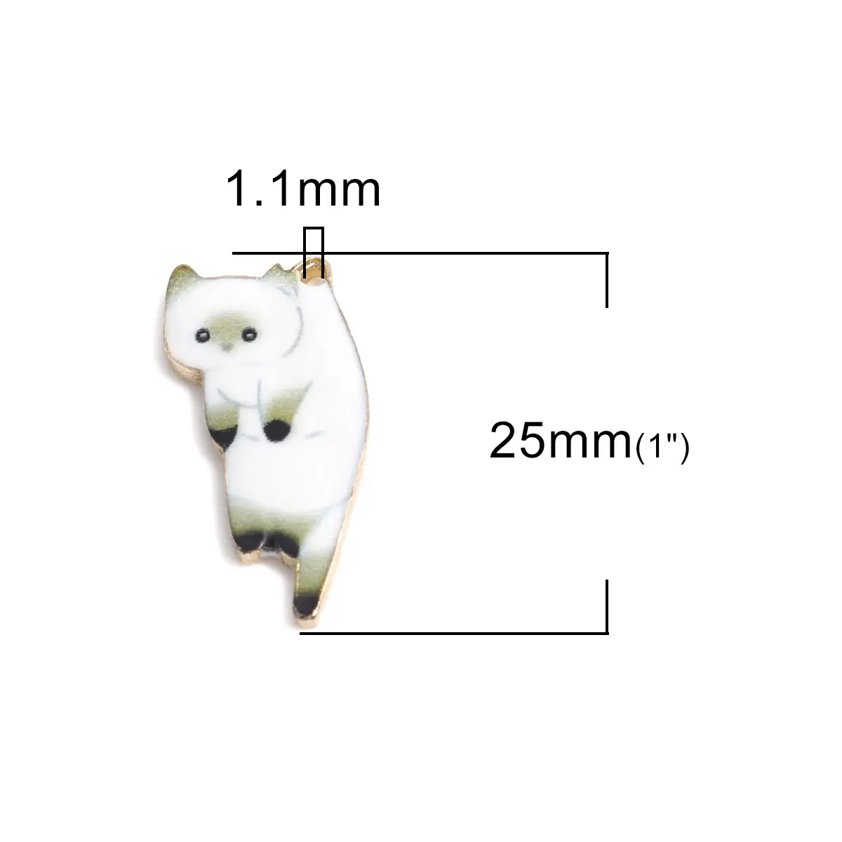 Fashion Gold Color Metal Charms Kawaii Cat Animal Multicolor Enamel DIY Making Necklace Bracelet Jewelry 25mm x 13mm, 10PCs