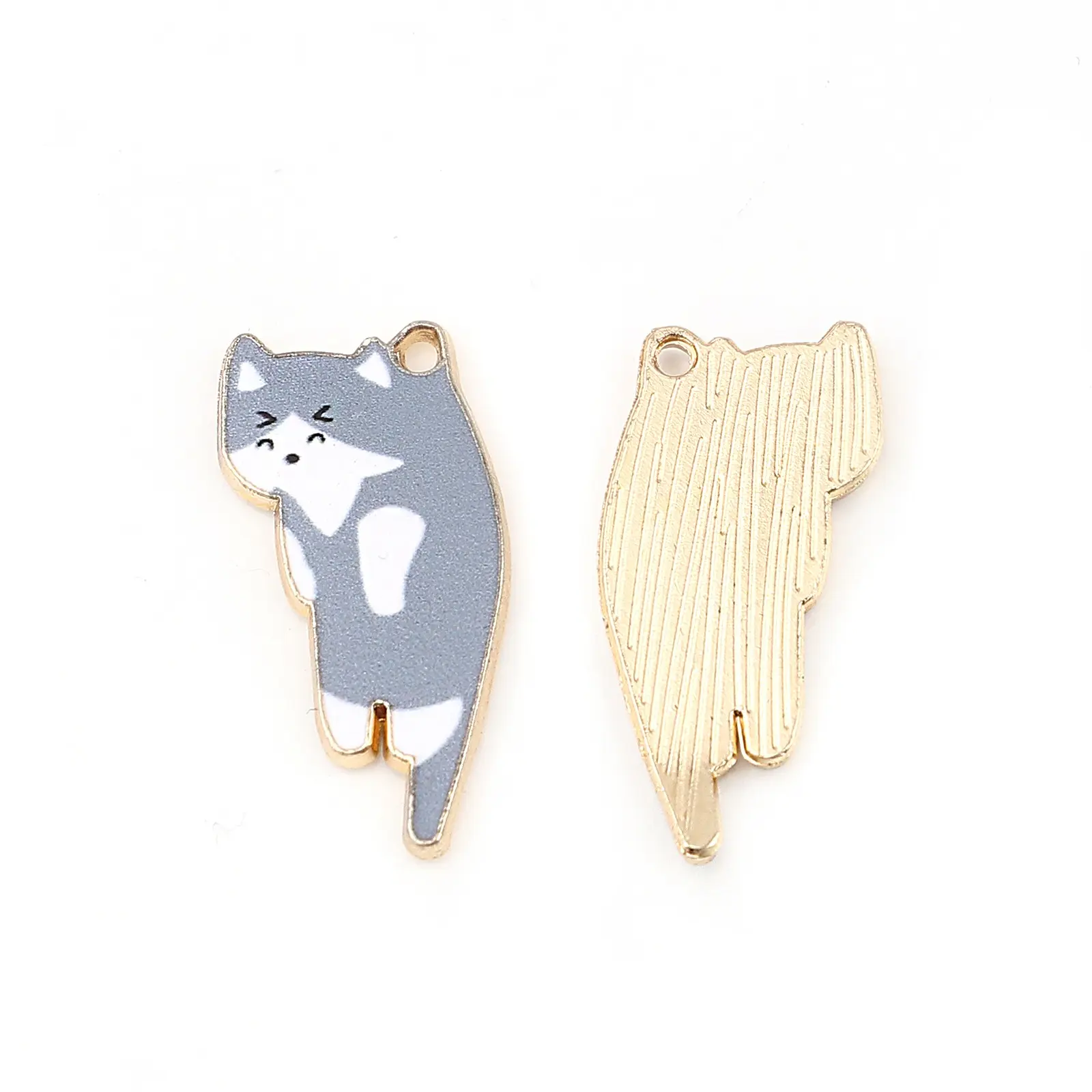 Fashion Gold Color Metal Charms Kawaii Cat Animal Multicolor Enamel DIY Making Necklace Bracelet Jewelry 25mm x 13mm, 10PCs