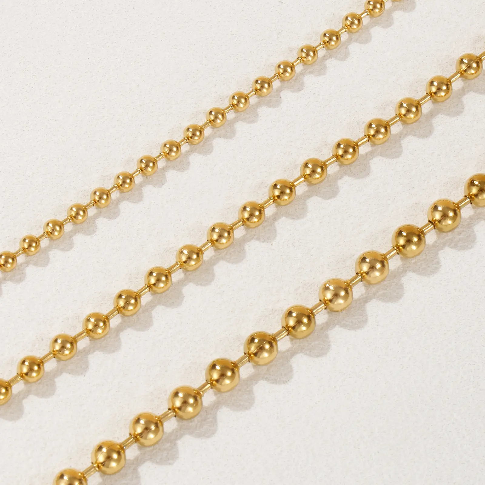 3mm/4mm/5mm Dia. Exquisite 18K Gold Plated 304 Stainless Steel Ball Chain Anklet For Women Men Party Gift 22cm(8.7") long