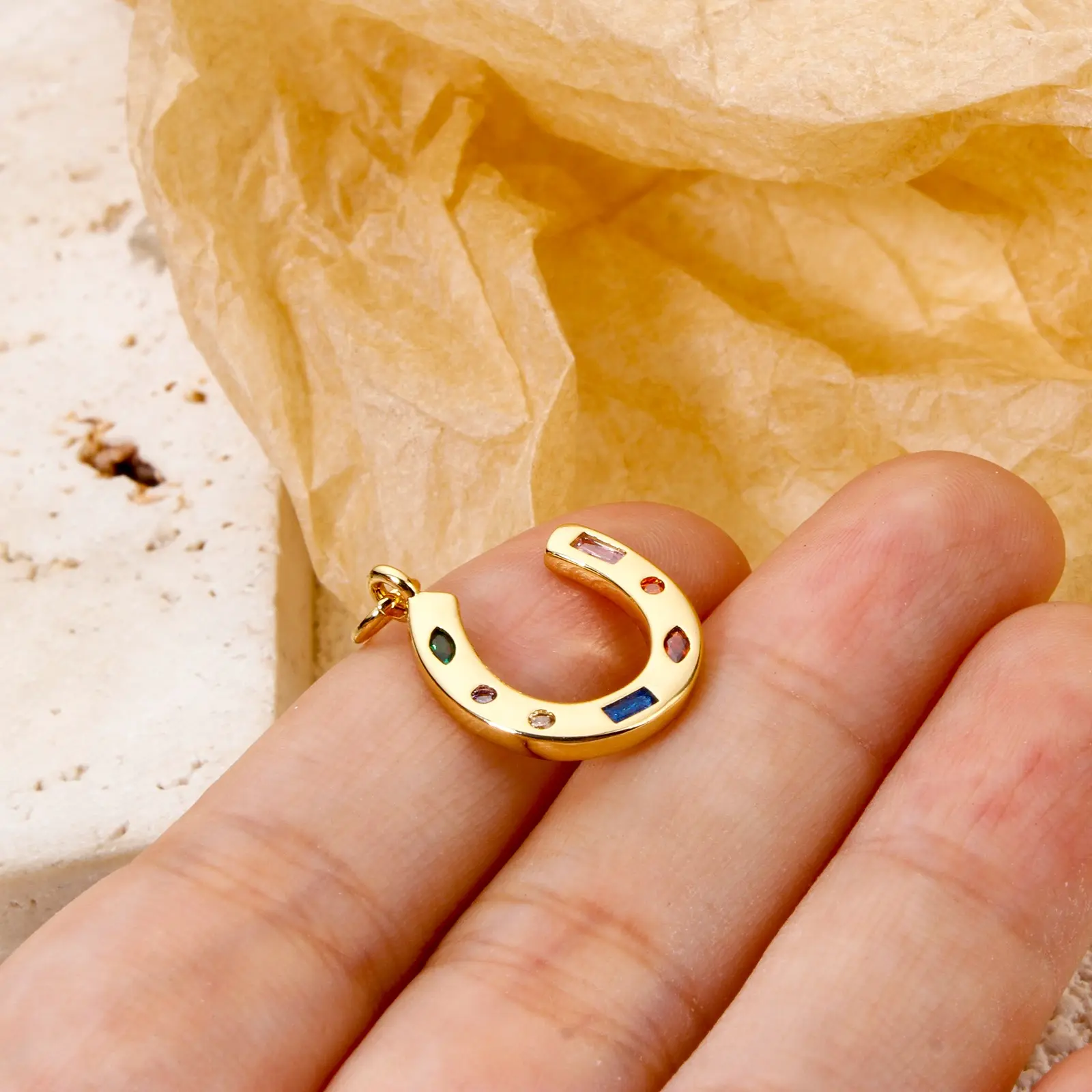 1 Piece Brass West Cowboy Charms 18K Real Gold Plated Luck Horseshoe Pendants For DIY Necklace Jewelry Making