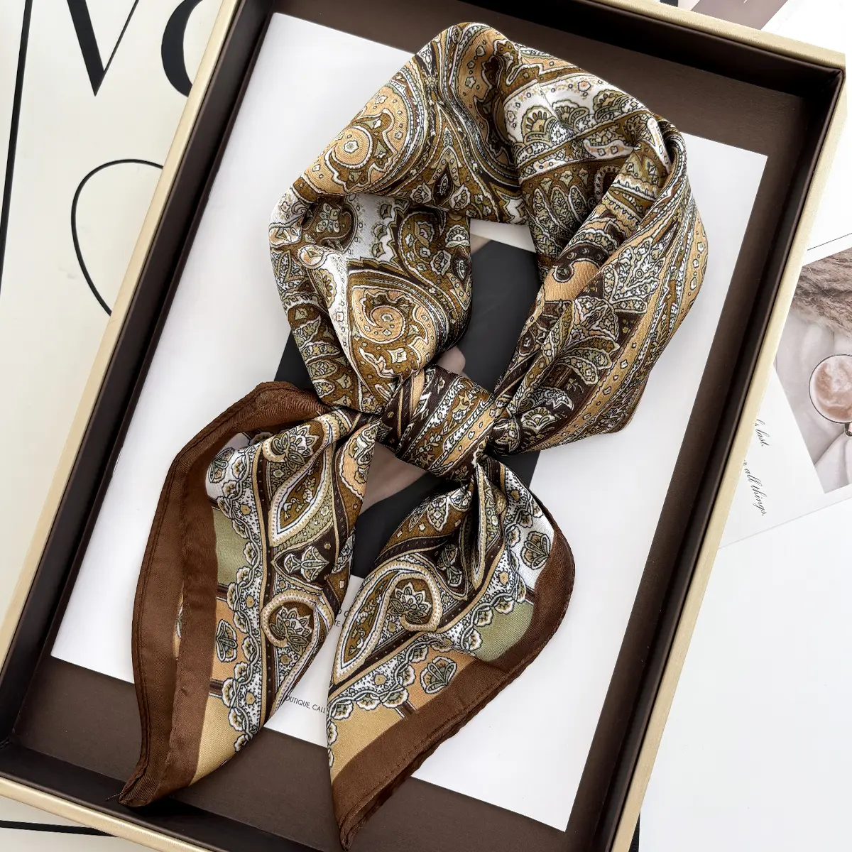2025 New Luxury Brand 70X70CM Shawls Floral Stripe Print Scarf Headcloth Small Fashion Silk Scarves Bandanna Foulard Hijab