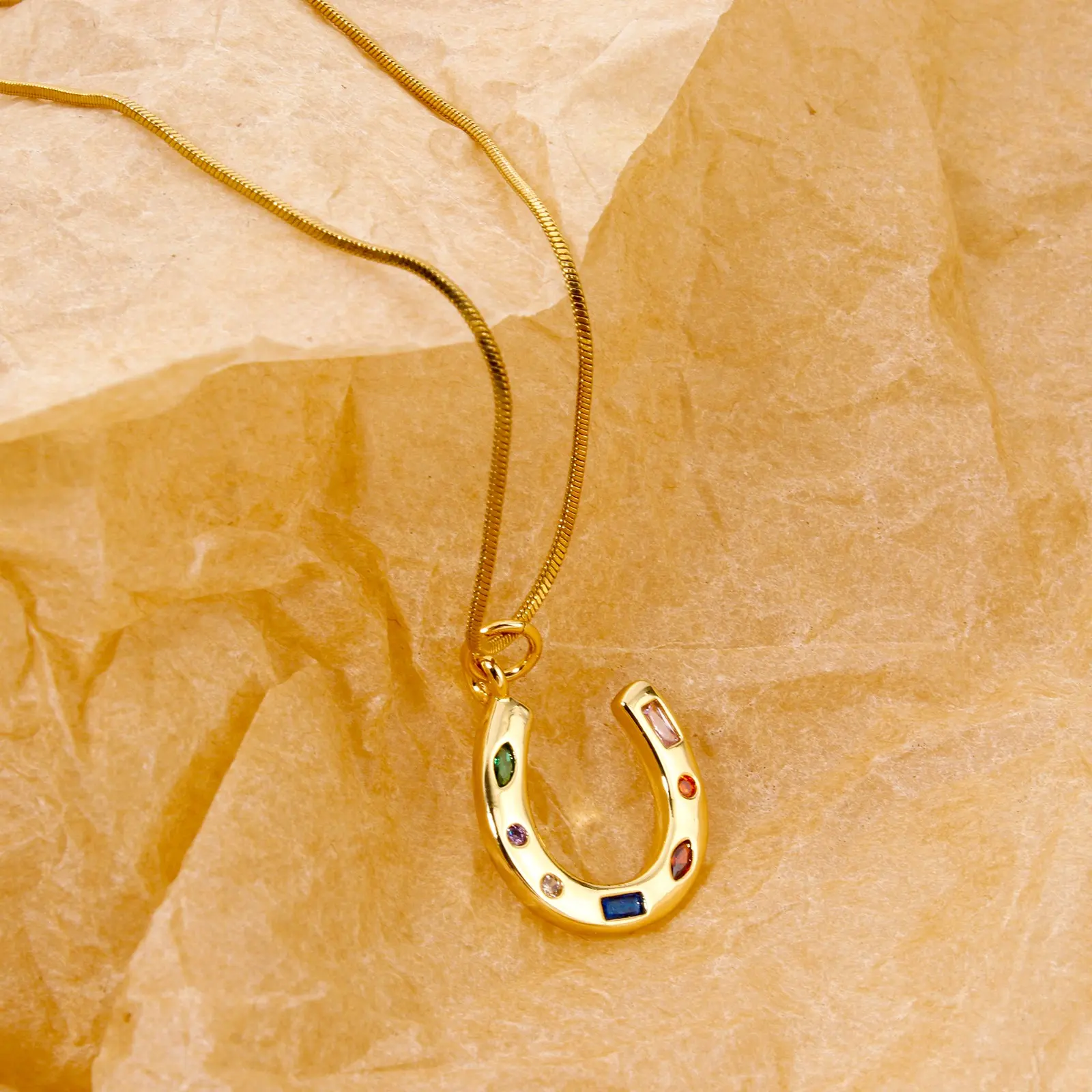 1 Piece Brass West Cowboy Charms 18K Real Gold Plated Luck Horseshoe Pendants For DIY Necklace Jewelry Making