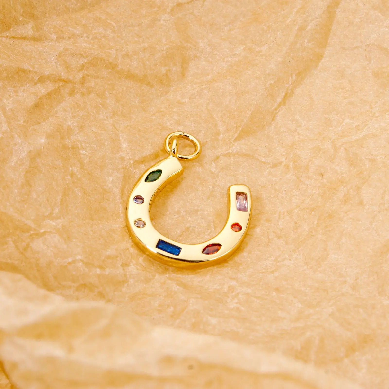 1 Piece Brass West Cowboy Charms 18K Real Gold Plated Luck Horseshoe Pendants For DIY Necklace Jewelry Making
