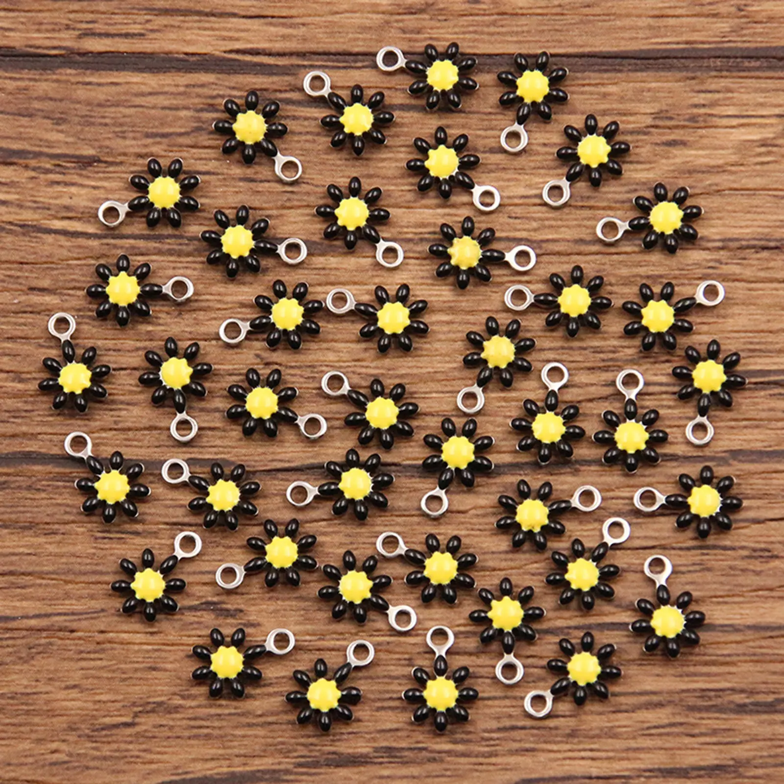 304 Stainless Steel Flora Collection Charms Silver Color Daisy Flower Enamel Pendants For DIY Jewelry Making 10mm x 7mm, 10 PCs
