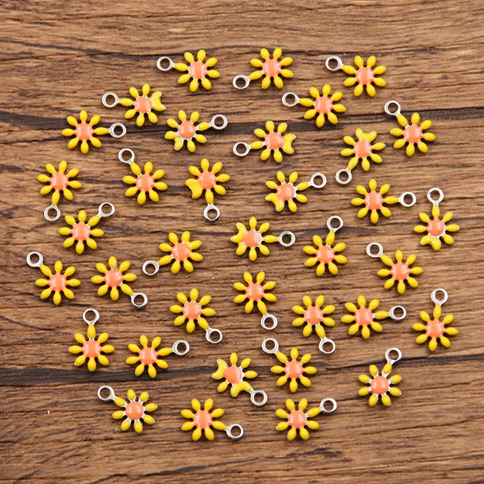 304 Stainless Steel Flora Collection Charms Silver Color Daisy Flower Enamel Pendants For DIY Jewelry Making 10mm x 7mm, 10 PCs