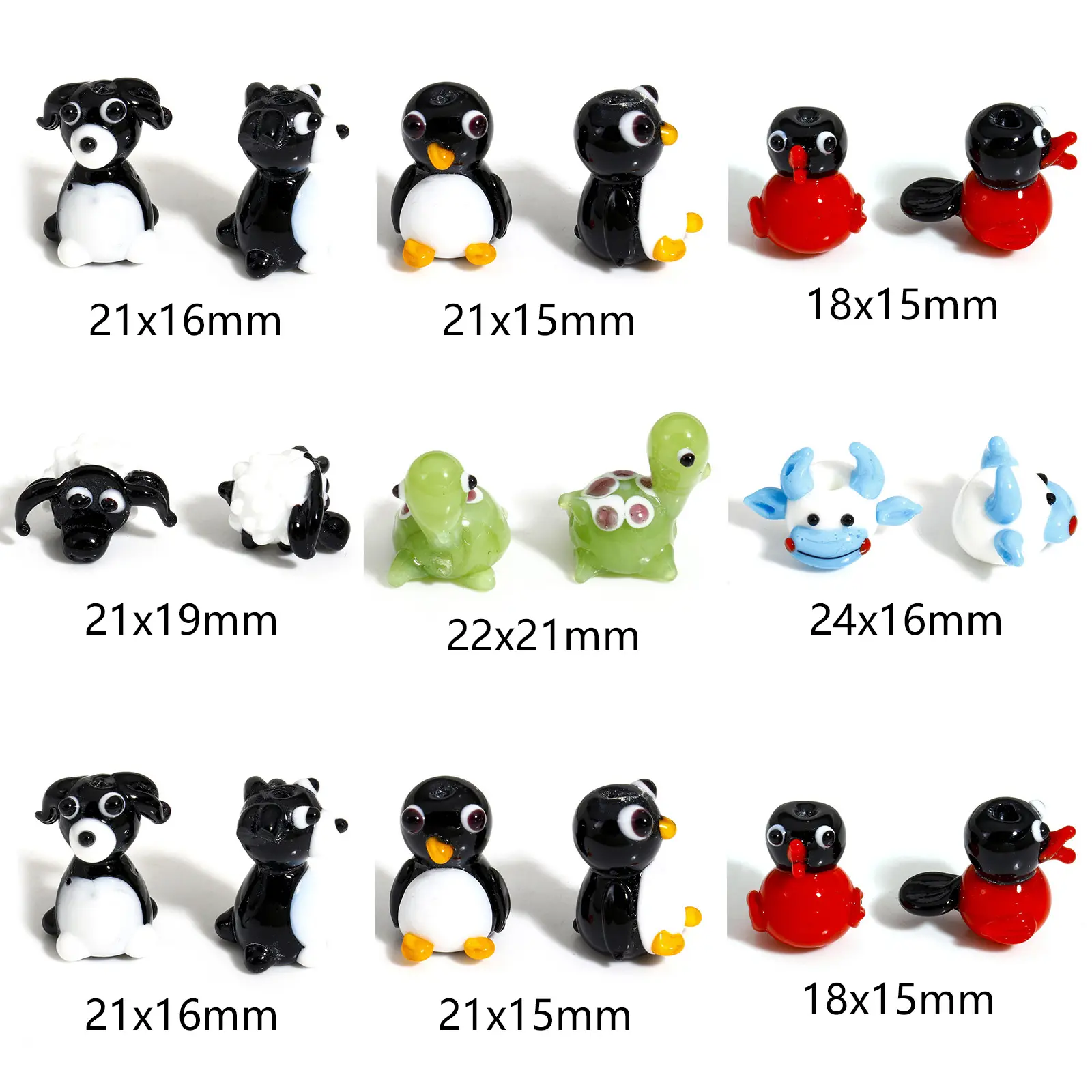 1 Piece Turtle Penguin Dog Shape Glass Bead For Jewelry Making Multicolor Bear Chicken Duck Animal Lampwork Bead Diy Supplies