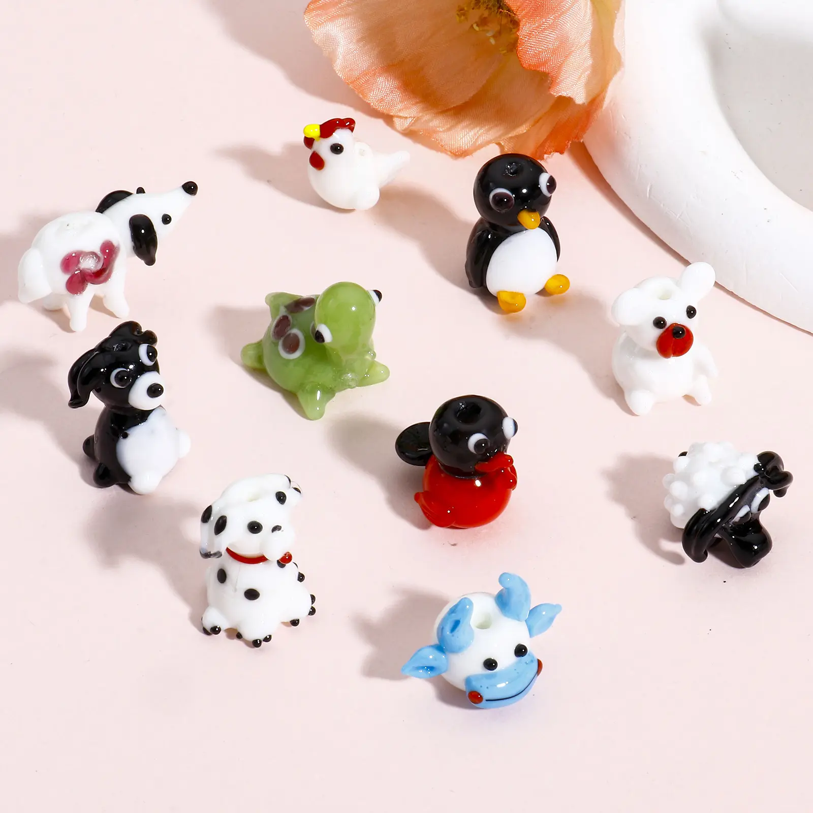 1 Piece Turtle Penguin Dog Shape Glass Bead For Jewelry Making Multicolor Bear Chicken Duck Animal Lampwork Bead Diy Supplies