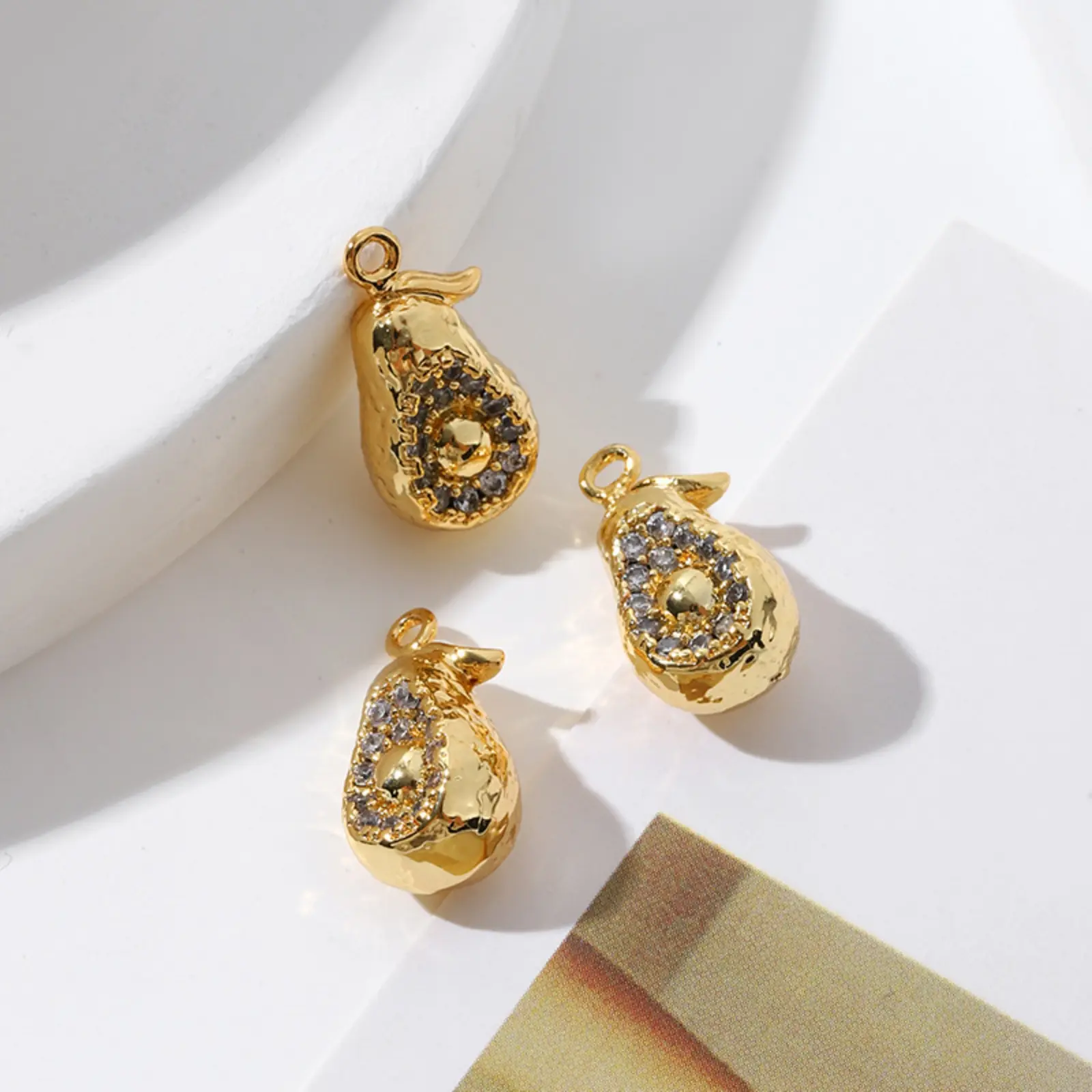 2 PCs Brass Charms 18K Gold Plated 3D Fruit Cherry Peach Strawberry Grape Pendants For Jewelry Making Necklace Bracelet DIY