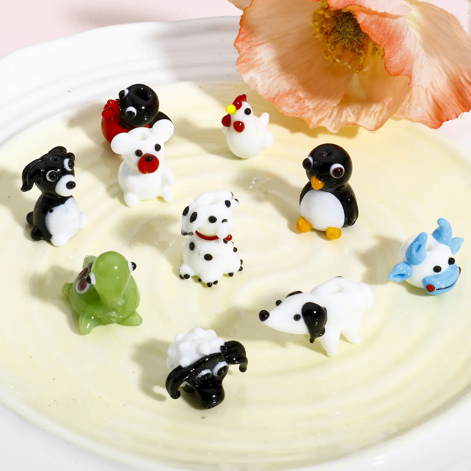 1 Piece Turtle Penguin Dog Shape Glass Bead For Jewelry Making Multicolor Bear Chicken Duck Animal Lampwork Bead Diy Supplies