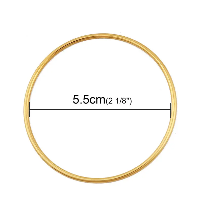 Fashion Stainless Steel Bangles Bracelets Gold Color Round Circle Bracelet For Women Party Jewelry 22cm - 18.5cm Long,1 PC
