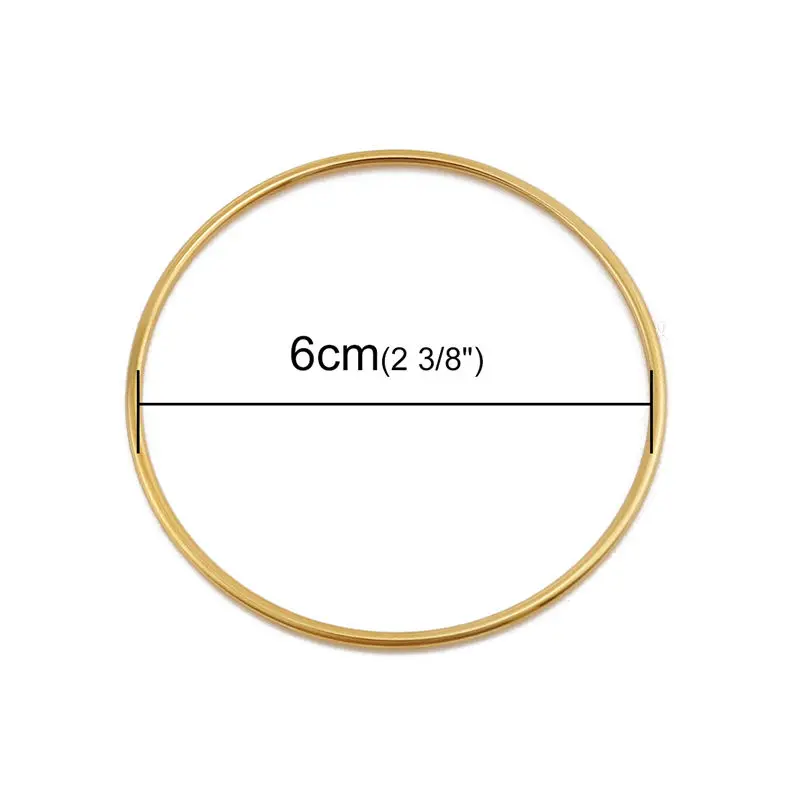 Fashion Stainless Steel Bangles Bracelets Gold Color Round Circle Bracelet For Women Party Jewelry 22cm - 18.5cm Long,1 PC