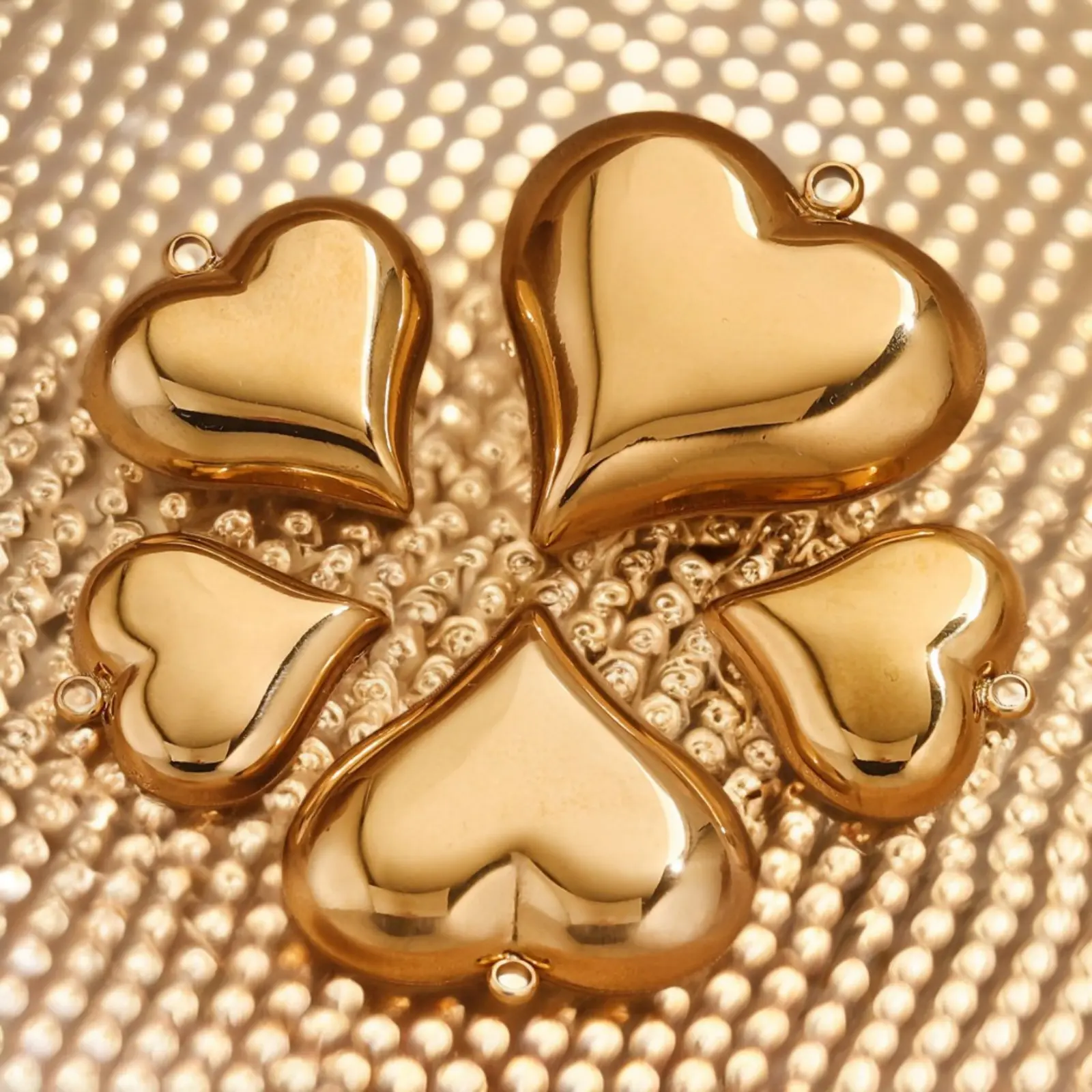 1 Piece 304 Stainless Steel 3D Charms Large Heart Polished 18K Gold Plated Pendants For Necklace Bracelet Jewelry Making Finding