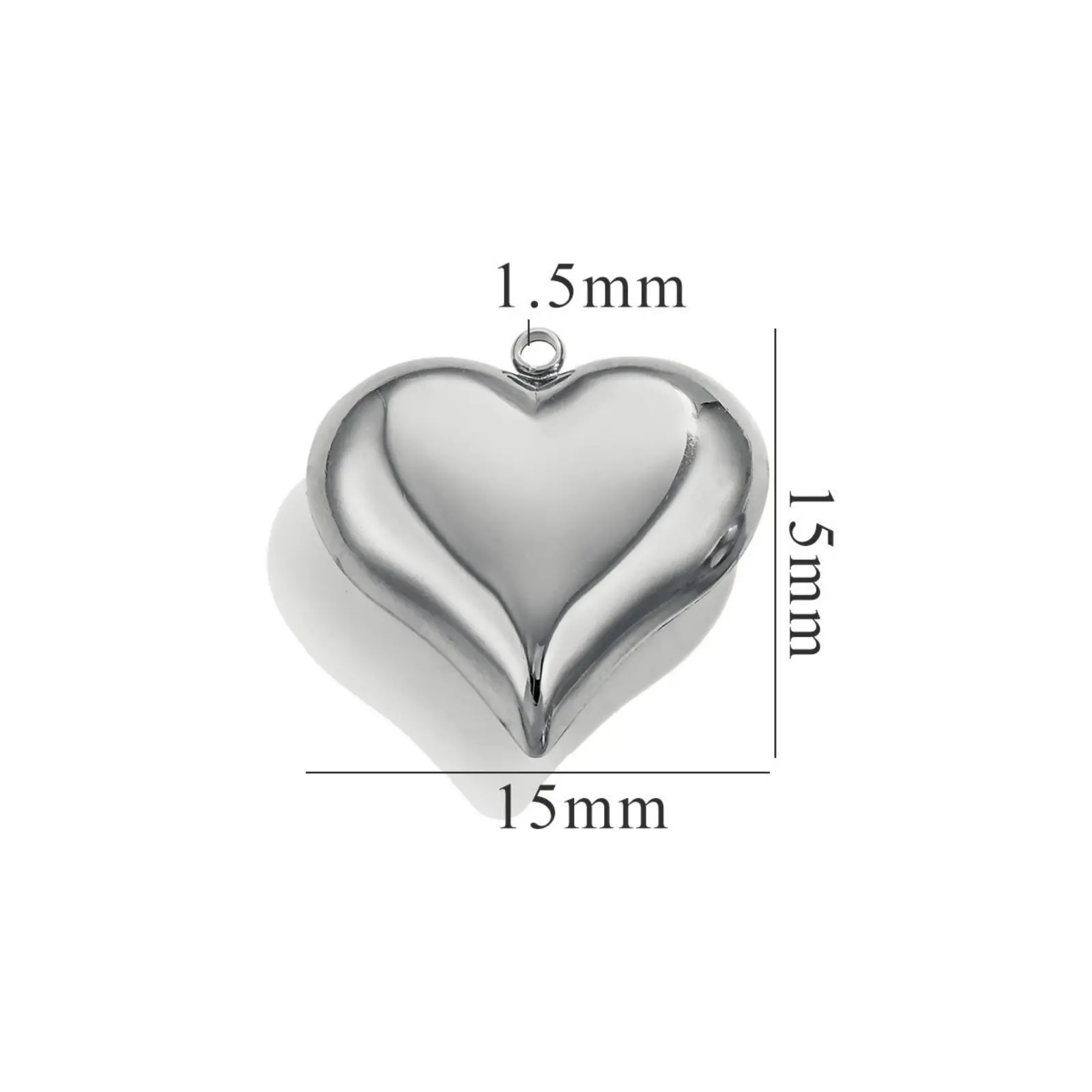 1 Piece 304 Stainless Steel 3D Charms Large Heart Polished 18K Gold Plated Pendants For Necklace Bracelet Jewelry Making Finding