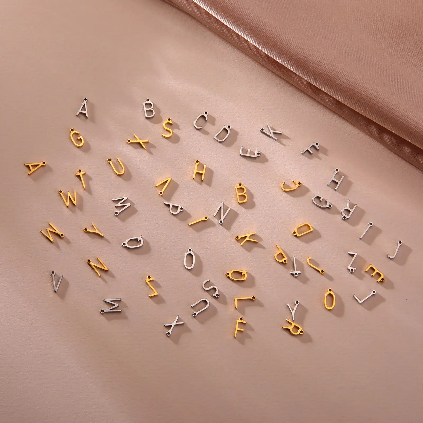 1Piece 304 Stainless Steel Mini Letter " A-Z " Charms For Jewelry Making Initial Alphabet/ Capital Pendant Bracelet Necklace DIY