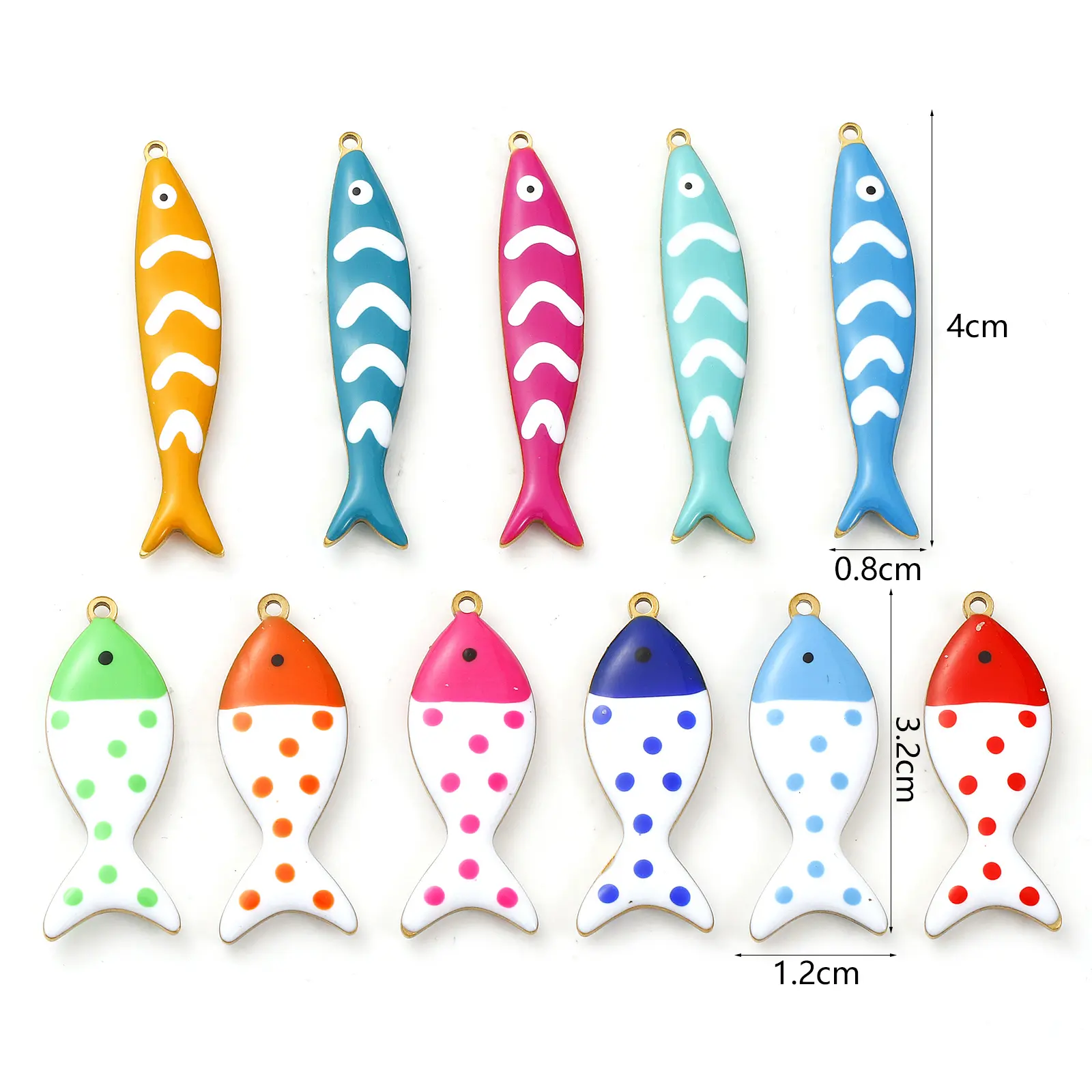 2 Pcs 304 Stainless Steel Ocean Jewelry Pendants Fish Animal 18K Gold Plated Double-sided Enamel Charms For DIY Neckalce Making