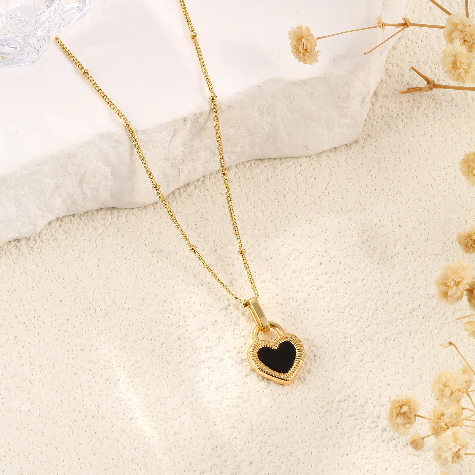 1 Piece 18K Gold Plated Double different colors Sided Heart Necklace Brass Curb Link Chain Heart Jewelry For Women Party Gift