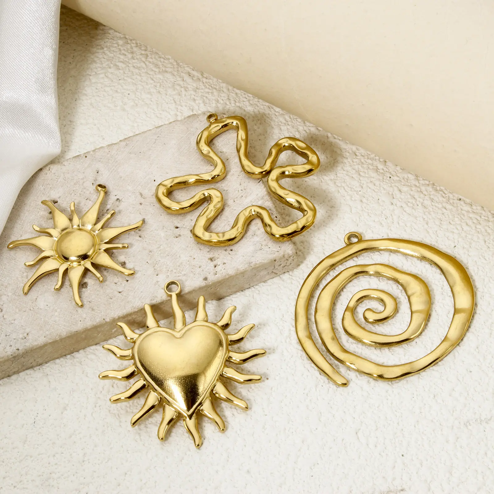 1 Piece 304 Stainless Steel Galaxy Pendants 18K Real Gold Plated Sun Moon Charms For DIY Jewelry Making Necklace Findings