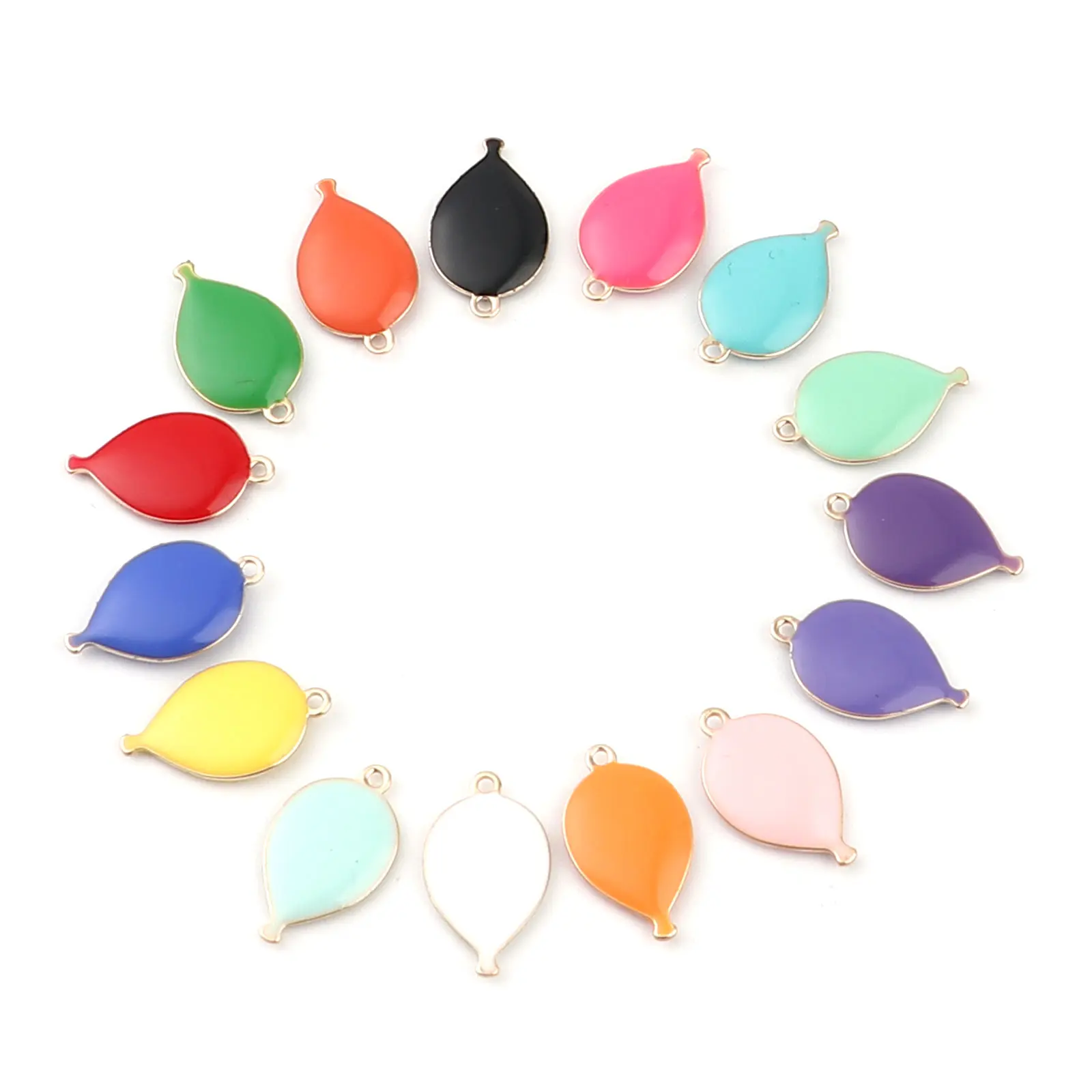 Copper Double Sided Enamelled Sequins Balloon Charms Gold Color Enamel Balloons Pendants For DIY Jewelry Making 17x 10mm,10 PCs