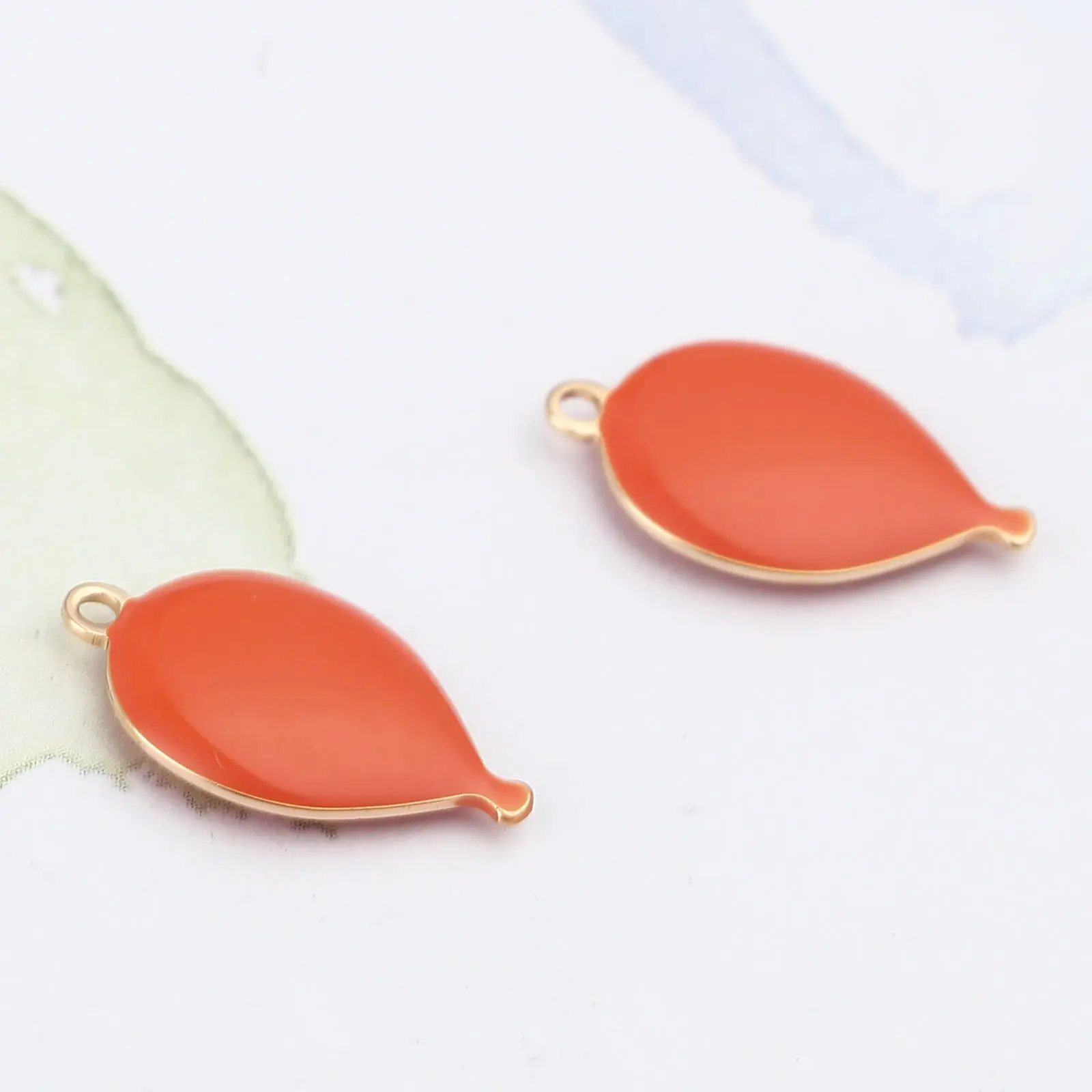 Copper Double Sided Enamelled Sequins Balloon Charms Gold Color Enamel Balloons Pendants For DIY Jewelry Making 17x 10mm,10 PCs