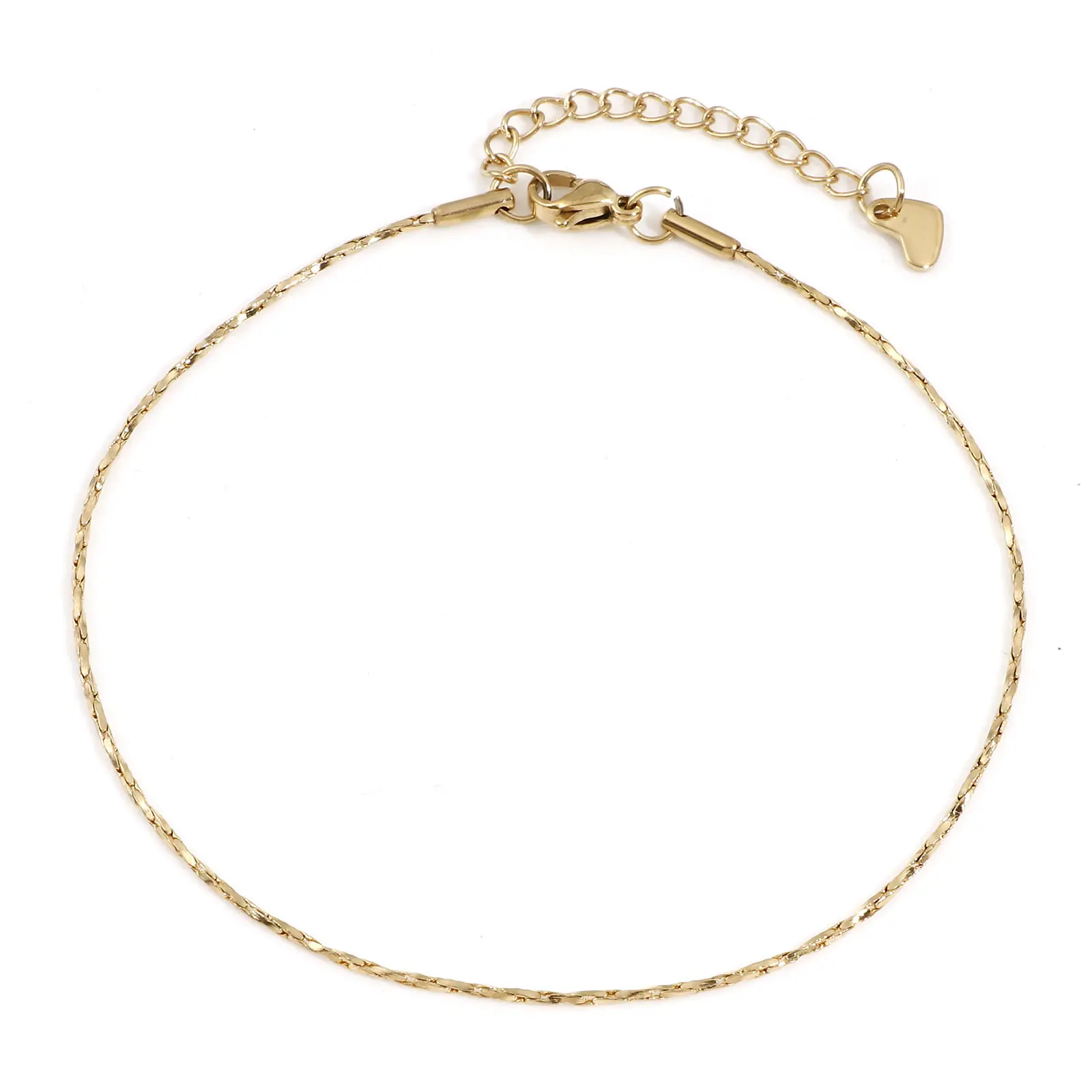 304 Stainless Steel Anklet Gold Color Leg Chain For Women Barefoot Beach Foot Show Simple Anklet 22.5cm(8 7/8") long, 1 Piece