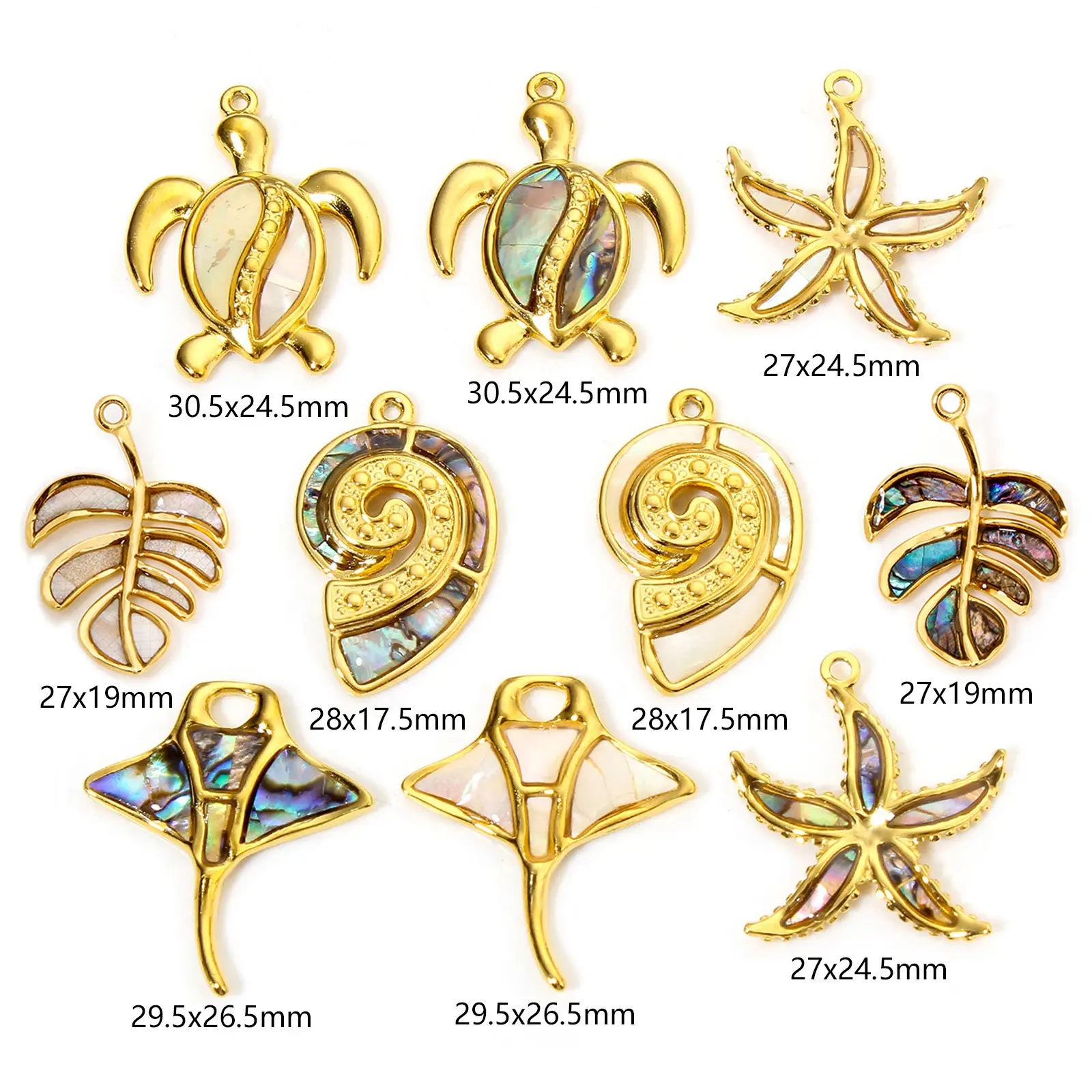 1PCs Ocean Series 304 Stainless Steel Charms For DIY Jewelry Making Shell Starfish Sea Turtle Animal Conch Pendant Necklace