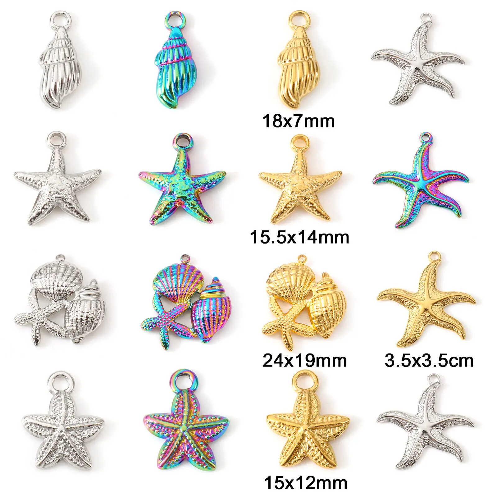 1PCs Ocean Series 304 Stainless Steel Charms For DIY Jewelry Making Shell Starfish Sea Turtle Animal Conch Pendant Necklace
